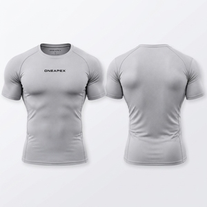Camiseta de Compresión para Hombre, Manga Corta, Deportiva, para Gimnasio, Entrenamiento, Ropa Deportiva, Logotipo Personalizado, Fitness, Running, Ejercicio, Logotipo Frontal - Product Image 1