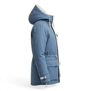 Veste matelassée longue bleue pour homme, imperméable, décontractée, avec capuche, poches, col montant et fermeture éclair - Product Image 3