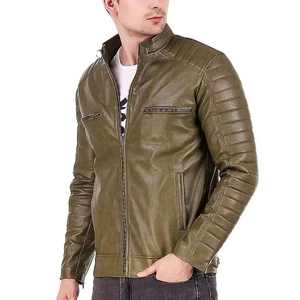 Chaqueta de cuero tipo bomber con logotipo bordado personalizado para hombre, chaqueta de cuero de gamuza color canela para hombre, manga larga - Product Image 3