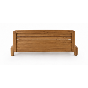 Cadre de lit en teck massif, lit plateforme moderne avec tête de lit à lattes, taille King ou Queen, meubles de chambre à coucher - Product Image 5