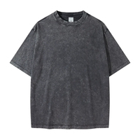 Camiseta Oversize de Algodón Pesado con Lavado Ácido y Efecto Desgastado, Estilo Urbano, Prenda OEM