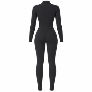 Wholesale Custom Men's Eco-Friendly <b>PVC</b> Long Sleeve Half Zip <b>Jumpsuit</b> Four Way Stretch Sauna Suits Gym Fitness Bodysuit OEM - Product Image 3
