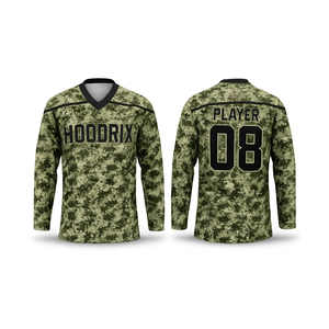 Maillots de hockey sur glace personnalisés, impression par sublimation intégrale, avec logos en appliqué sergé et tissu mesh athlétique à séchage rapide - Product Image 1