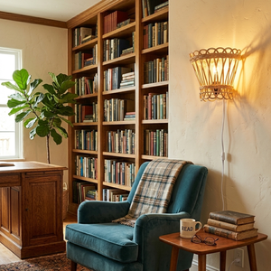 Artisanal Woven Basket Wall Lamp Natural Fibre Accent Light for Hotel Corridors, Bedrooms & Cozy Nooks - Product Image 6