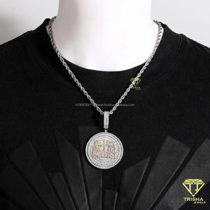 Collana con ciondolo con citazione di mentalità da miliardi di dollari ghiacciata con diamanti coltivati da laboratorio 925 gioielli da Rapper Hip Hop in <span class=keywords><strong>argento</strong></span> - Product Image 3