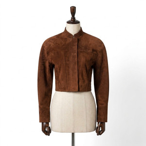 Veste en cuir pour femme, style camionneur, en cuir de vache, veste en daim violet, style vintage, vestes en cuir véritable pour femmes - Product Image 2