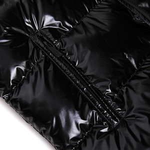 Men Black Glossy <b>Hooded</b> Puffer Vest Sleeveless Winter Bubble Jacket <b>Body</b> <b>Warmer</b> - Product Image 2