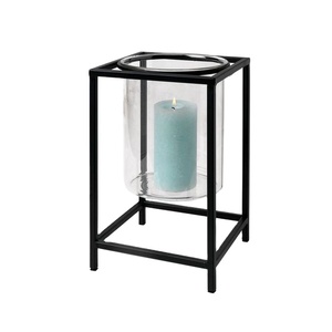 Support carré en fil de fer en métal avec bougeoir en verre dessus de table décoratif décor à la maison bougeoir de qualité supérieure - Product Image 1