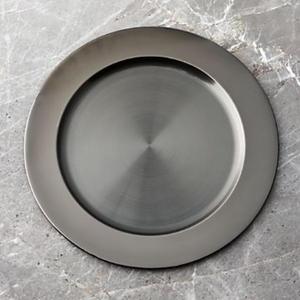Pewter Antique Finish Round Charger Dish & <b>Plates</b> Custom Border Designing Eco Friendly Metal Food Display <b>Plate</b> For Restaurants - Product Image 2