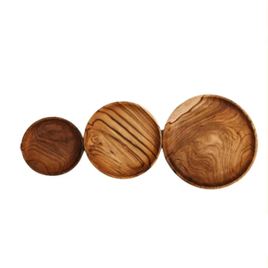 Plato de Madera Hecho a Mano, Plato de Servir de Madera, Plato de Cena Rústico de Teca, Plato de Madera Natural, Plato para Frutas y Postres, Ecológico - Product Image 3