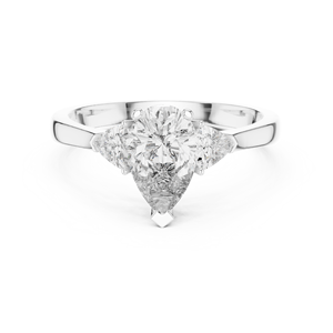 Anillo de Compromiso de Tres Piedras con Moissanita Corte Pera, Plata de Ley 925, Chapado en Oro Amarillo, Anillo de Boda para Mujer - Product Image 5