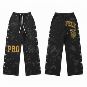 Pantalon taille haute avec clous scintillants, broderie personnalisée, coupe décontractée ample avec ceinture, pantalon tendance et élégant - Product Image 6