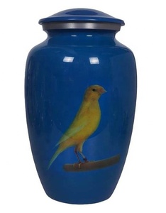 FABRICACIÓN DE CUADRO DE ARTE DE PÁJARO PINTADO AZUL ACABADO URNAS DE CREMACIÓN FUNERAL DE METAL PARA CENIZAS HUMANAS CENIZAS DE ALUMINIO - Product Image 1