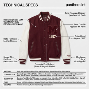 Blouson Bomber de Luxe pour Homme en Laine Melton Premium avec Manches en Cuir, Logo Personnalisé, Vêtement d'extérieur OEM Style Letterman, Fermeture Éclair, Fabrication en Usine - Product Image 5