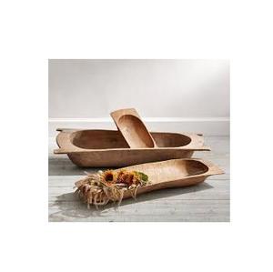 Grand saladier ovale en bois sculpté à la main, en bois foncé, décoratif, pour la fabrication de bougies, les fruits, centre de table, décoration rustique de style ferme - Product Image 4