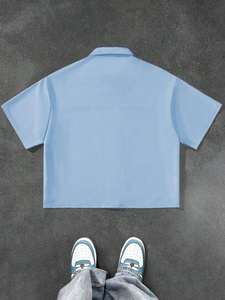 Chemise zippée unisexe OEM pour homme, style streetwear oversize, impression par sublimation, col tendance, jersey. - Product Image 3