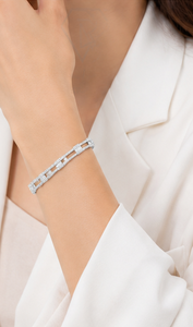 Pulsera geométrica contemporánea en oro blanco de 18 quilates con eslabones rectangulares incrustados de diamantes, diseño de joyería de moda de lujo moderno. - Product Image 6