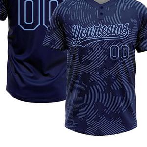 Uniformes de béisbol por sublimación personalizados de alta calidad, camisetas de béisbol de poliéster Unisex con logotipo personalizado para adultos, Color azul oscuro - Product Image 6