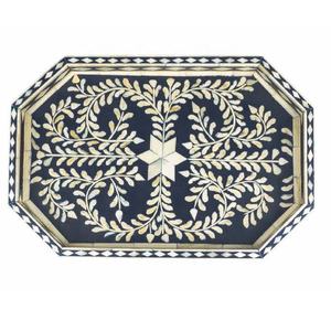 Nouvel arrivage : Plateau de service artisanal à motifs géométriques et incrustations en os, idéal pour le petit-déjeuner ou comme plateau de table basse, disponible à prix de gros - Product Image 5