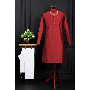 ATTRACTIVE JACQUARD PRINT WORK <b>MENS</b> <b>KURTA</b> PAJAMA Achkan Bandhgala Sherwani - Product Image 1