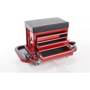 Chariot à outils à 3 tiroirs avec coussin rembourré, plateau à outils et rotation à 360° °   Roulettes pivotantes robustes pour rangement de garage GAPGAR034 - Product Image 4