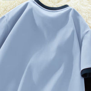 Camisetas personalizadas con hombros caídos para hombre, 100% algodón, cuello redondo acanalado de alta calidad, camisetas oversize de estilo urbano para hombre. - Product Image 3