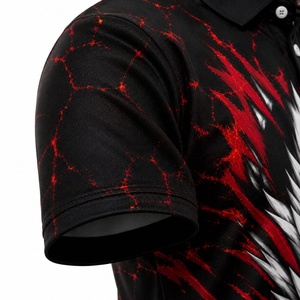 Polo de Manga Corta para Hombre con Estampado de Lobo Rojo y Negro, Transpirable, de Poliéster Tejido, Ropa Deportiva Informal - Product Image 5