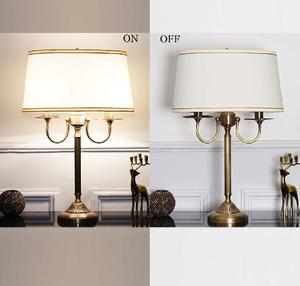 Traditional Brass Table Lamp With White Fabric Drum Shade E27 LED Warm <b>Light</b> Living Room Decorative <b>Lighting</b> - Product Image 2