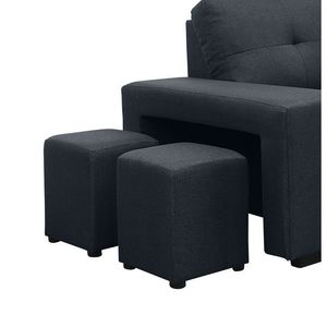 Divano Sezionale Reversibile in Lino Grigio Scuro con Chaise Longue e Contenitore - Modello Lucas 97 - Product Image 4