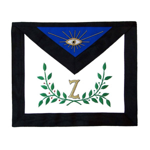 Tablier maçonnique du Rite écossais du 24e degré, Prince du Tabernacle, vert, bleu, or, brodé, insignes maçonniques - Product Image 2