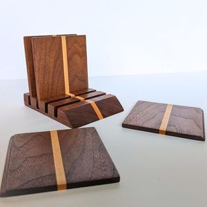 Posavasos de madera maciza y gruesa, posavasos de piedra para quienes aprecian un decoro natural cálido y soluciones duraderas para bebidas. - Product Image 5