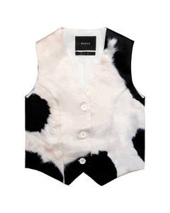 Gilet coupe-vent à col en V, vêtement d'extérieur, personnalisable OEM, gilet d'hiver en cuir de vache à poils de haute qualité - Product Image 5
