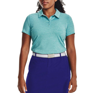 Polo de manga corta para mujer, color azul claro, tejido transpirable, largo regular, 100% algodón, en venta. - Product Image 2
