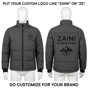 Chaqueta Acolchada Gris de Poliéster Pongee de 120 GSM, con Logotipo Personalizado en Silicona Termotransferible - Product Image 1