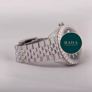 นาฬิกาข้อมือ RAHA EXPORT Diamond Unisex หรูหรา สายสแตนเลสสตีล ขนาด 41 มม. ระบบอนาล็อก เครื่องกล กระจกคริสตัล ตัวล็อคแบบผีเสื้อ กันน้ำ - Product Image 6