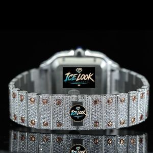 Reloj Rectangular de Acero Inoxidable de Lujo para Hombre ICE LOOK JEWELERY, 40 mm, Analógico, Cuarzo, Cristal de Zafiro, Manecillas Luminosas, Cierre Plegable - Product Image 3