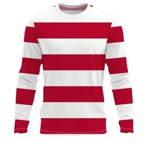 เสื้อยืดแขนยาวคอกลมลายทางสไตล์ฮิปฮอปสีพื้น ผ้าฝ้าย 100% สำหรับผู้ชาย จากบังกลาเทศ - Product Image 1