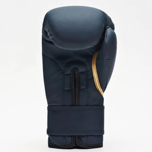 Gants de boxe personnalisés en cuir pleine fleur |   Logo bleu métallisé blanc |   Gants d'entraînement MMA en gros, marque privée OEM - Product Image 5