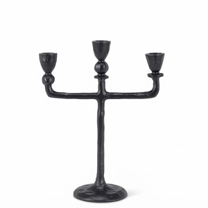 Metal <b>Candelabra</b> 3-Arm Candle Holder <b>Black</b> Iron Candlestick Stand For Wedding Party Table Centerpiece Home Decor In Good Price - Product Image 1