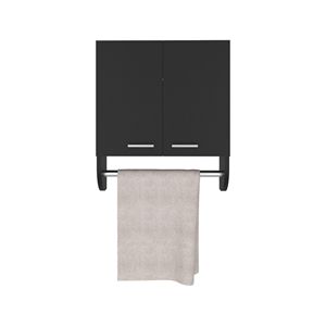 Armadietto per medicinali nero, 20,30 pollici di altezza, con doppia anta e due ripiani, portasciugamani con soluzione di archiviazione - Product Image 2