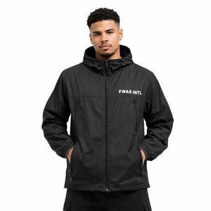 Blousons bomber surdimensionnés à fermeture éclair, personnalisés, légers, respirants, en nylon imperméable, noirs unisexe pour hommes - Product Image 1