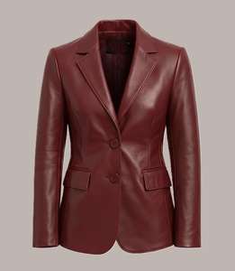 Women <b>Leather</b> <b>Blazer</b> <b>Jacket</b> Single Button Notched Lapel Long Sleeve Regular Fit for Autumn Winter Fit Elegant Autumn Outerwear - Product Image 1