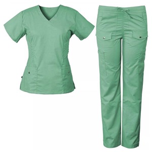 High Quality V Neck Hospital <b>Scrub</b> <b>Sets</b> Women Cotton Polyester Spandex Soft Stretchy Fabric Custom logo Summer Use <b>Scrub</b> <b>Sets</b> - Product Image 1