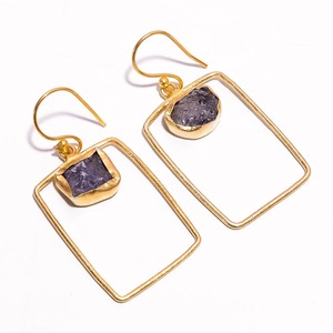 Boucles d'oreilles classiques en améthyste verte plaquées or 18 carats, bijoux indiens, vente en gros, cadeau de fête plaqué or - Product Image 6