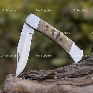 UA Supplies Professional Natural Ram Horn Handle High Carbon Steel Hunting Clip Point Industrial Folding Pocket Knife High OEM - Product Image 2