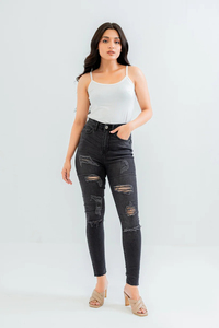 Nueva Llegada, Jeans de Mezclilla para Mujer, Cintura Elástica, Logotipo Personalizado, Cintura Alta, Estilo Vintage, 100% Algodón, OEM, ODM, Precio Económico al por Mayor - Product Image 3