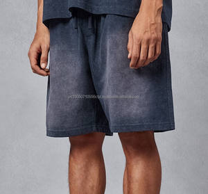 กางเกงขาสั้นออกกำลังกายผู้ชายแบบย้อมสีพื้น ผ้าโพลีเอสเตอร์/คอตตอน ระบายอากาศได้ดี เป็นมิตรกับสิ่งแวดล้อม ความยาวระดับเข่า ล้างสีแบบแอซิดวอช สวมใส่สบายๆ - Product Image 3