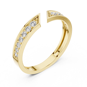 Bague en or jaune ouverte avec motif chevron et diamants pour femme, bijoux minimalistes en moissanite, cadeau de mariage - Product Image 2