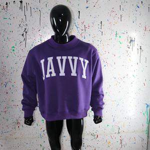 JAVVY PURPEL <b>Mock</b> <b>Neck</b> Sweatshirt 100% WHITE Applique Embroidery wide <b>neck</b> Sweatshirt Finer Threads - Product Image 4
