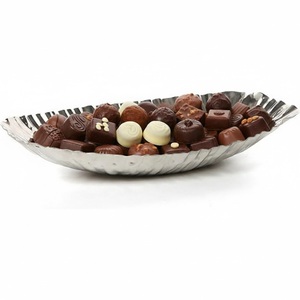 Plateau de service à chocolat moderne et design, très vendu, de qualité supérieure, en métal argenté avec poignée dorée, en promotion - Product Image 5